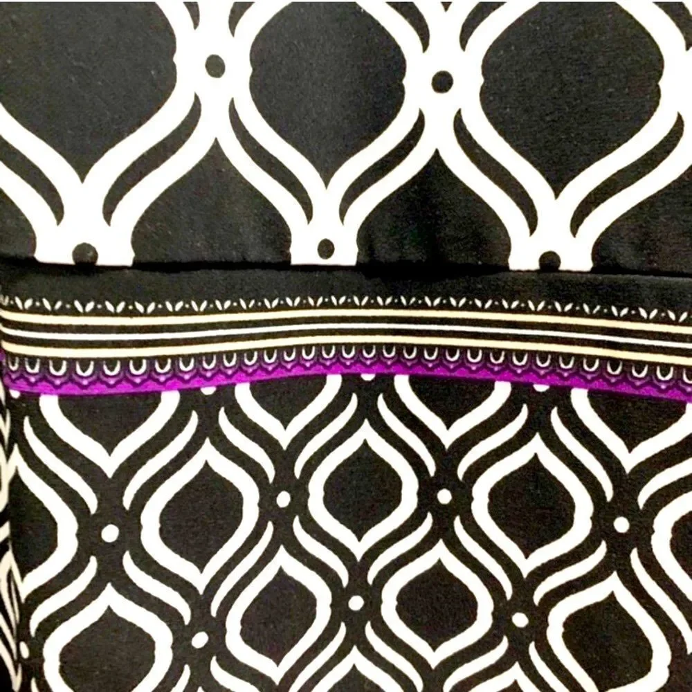 White House Black Market Black White Geometric Shift Dress Purple Trim — XS